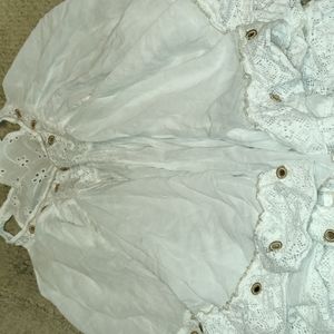 Ladies White Full Flowy Tank Top